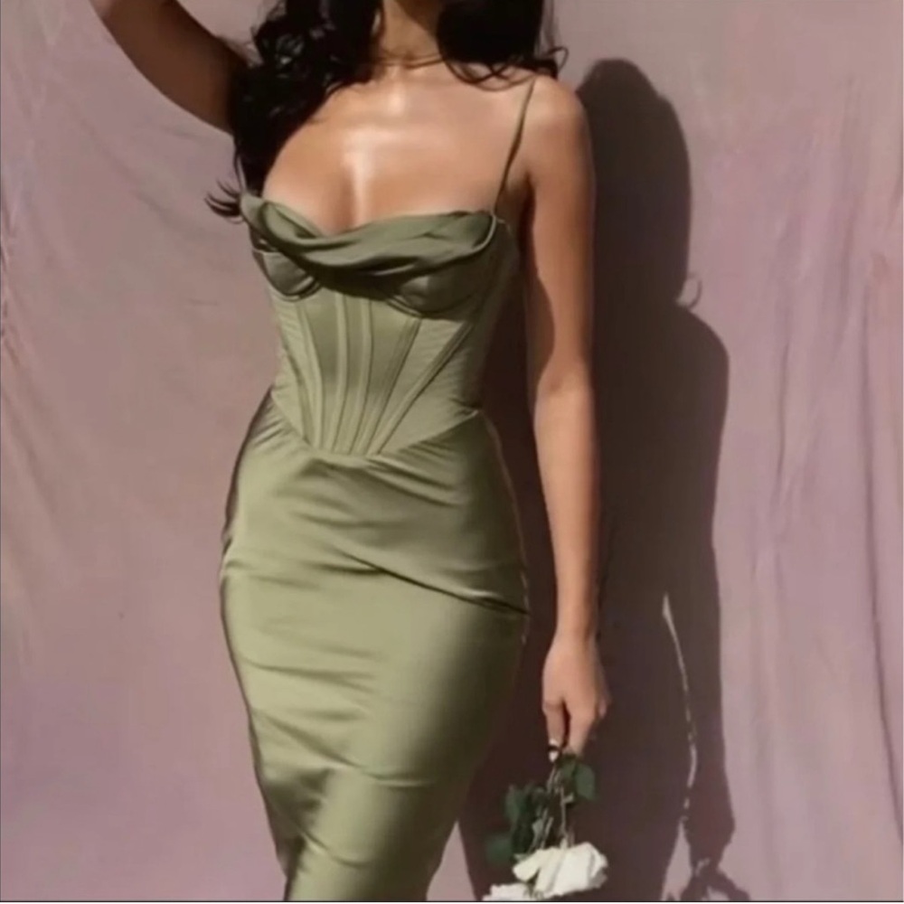 House of CB Strapless Olive Corset Dress